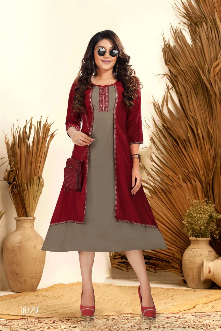 Golden Poonam 1 Regular Wear Rayon Kurti With Jacket Collection